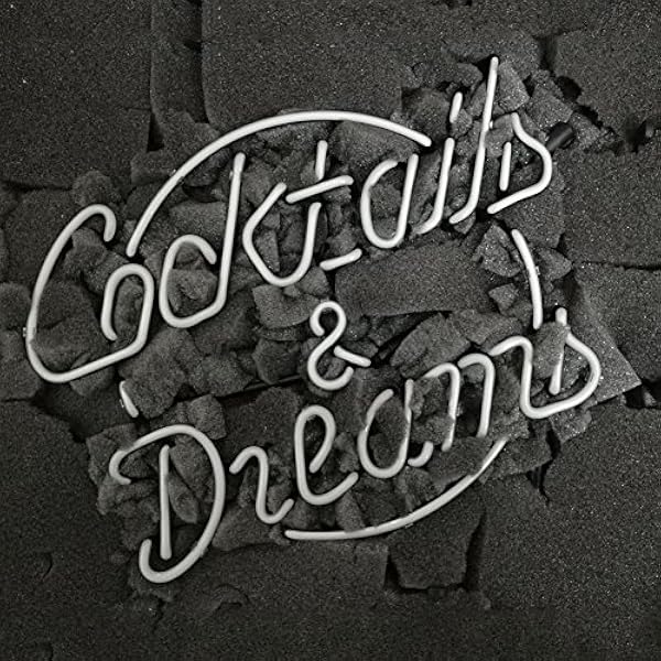 Neonskylt av äkta glas "Cocktails and Dreams", för hem, barer, klubbar, garage, väggmontering, storlek: 43,2 x 35,6 cm